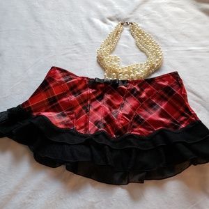🧚3/$25)Jezebel's Red & Black plaid lingerie skirt